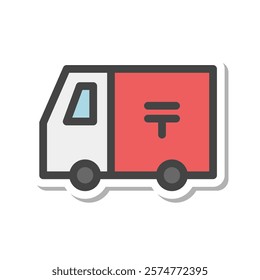 Sticker-style vehicle-related single item icon Postal car