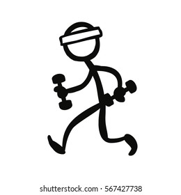 Stickfigure Fitness Running with Weights