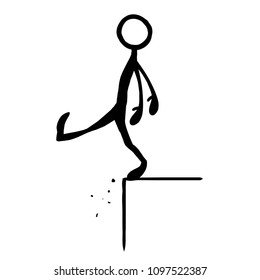 Stickfigure Leaping Jumping Cliff
