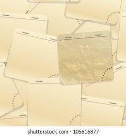Sticking old notepad paper on paper background