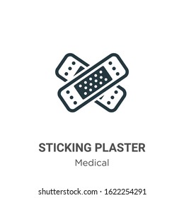 Sticking plaster glyph icon vector on white background. Flat vector sticking plaster icon symbol sign from modern medical collection for mobile concept and web apps design.
