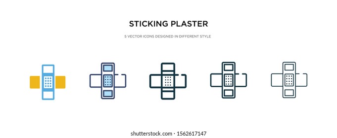 sticking plaster icon in different style vector illustration. two colored and black sticking plaster vector icons designed in filled, outline, line and stroke style can be used for web, mobile, ui