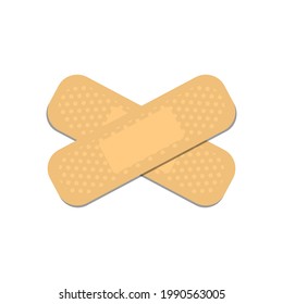 Sticking plasters cross. Medical patch isolated on white background. Stock vector illustration.