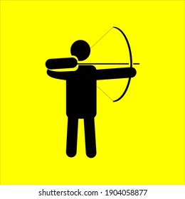 stickman archery vector with yellow background