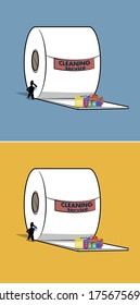 stickman  cleaning service  flat design vector illustration.
