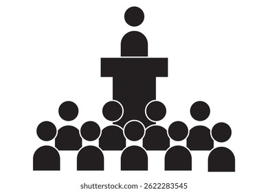stickman at conference, man icon, office meeting, stick figure people icon . 