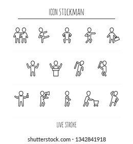 Stickman in different poses and positions. Self defence Poses, Karate. Simple cute modern design.