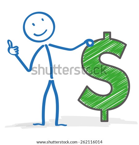 Stickman with Dollar on the white background. Eps 10 vector file.