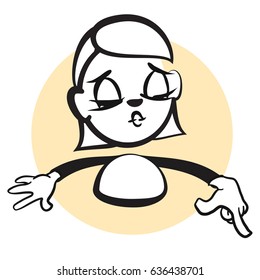 Stickman Emotion Pointing Down, Woman with nice emotional Face