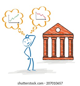 Stickman with with exchange on the white background. Eps 10 vector file.