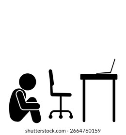 Stickman exhausted from overwork vector