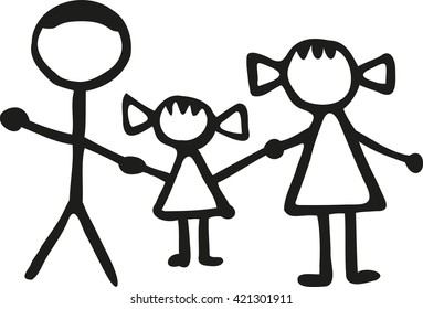 Stickman family - dad daughter Mom