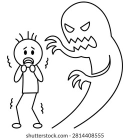 Stickman Fear Line Vector Illustration