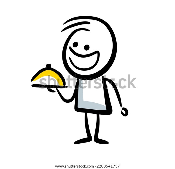 Stickman Food Dish On Tray Art Stock Vector (Royalty Free) 2208541737 ...