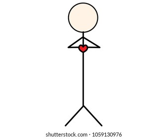 stickman hands create heart shape