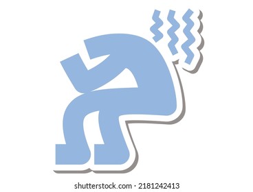Serie de iconos de Stickman. Hombre con miedo.