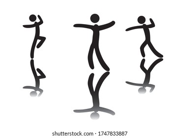 Stickman icon vector illustration, shade, reflection.