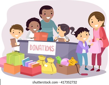 Stickman Illustration Kids Conducting Donation Drive Stock Vector ...