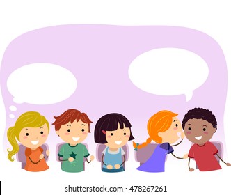 Stickman Illustration of Kids Passing a Message Around