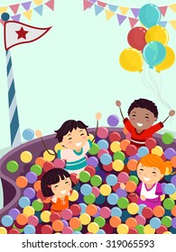 Stickman Illustration of Kids Playing Happily in a Ball Pit