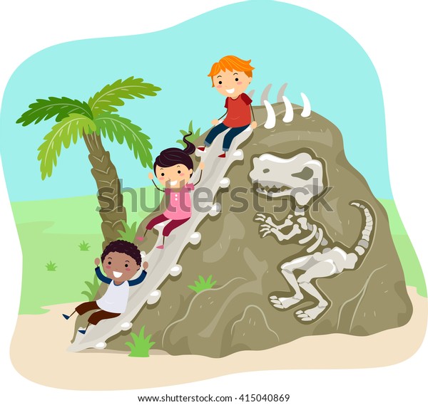 Stickman Illustration Kids Sliding Down Rock Stock Vector (Royalty Free ...