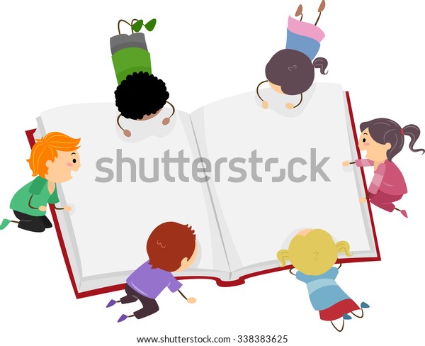 Stickman Illustration Little Kids Reading Big Stock Vector (Royalty ...