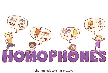 Stickman Illustration of Preschool Kids Giving Examples of Popular Homonyms