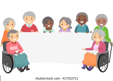 Stickman Illustration of Senior Citizens Holding a Banner