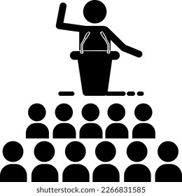 stickman illustration. teach. presentation. lecture. speech. campaign.