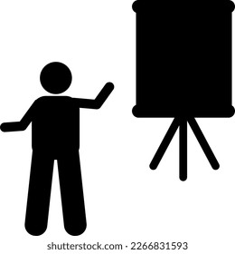 stickman illustration. teach. presentation. lecture. speech. campaign.