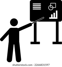ilustración de stickman. enseñar. presentación. conferencia. discurso. campaña.