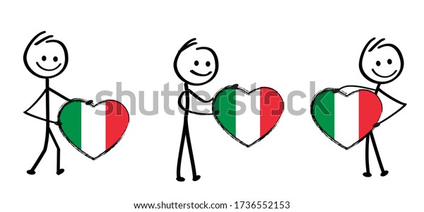 Stickman Italy Flag Slogan Love You Stock Vector (Royalty Free ...