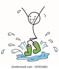 Stickman jumping in a puddle 2