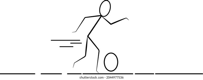 stickman is kicking foobal on the  ground