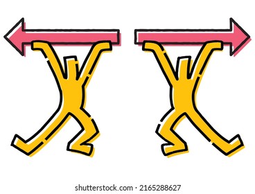 Stickman with left and right arrows