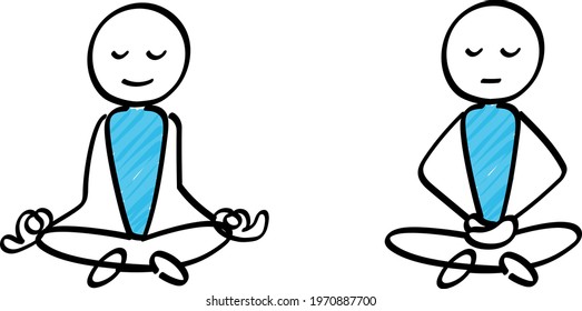 Stickman meditating in meditation set