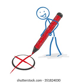Stickman with pencil on the on the white background. Eps 10 vector file.