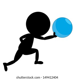 a stickman playing bowling with white background
