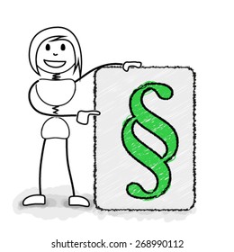 Stickman pointing to paragraph symbol. Concept image for creative business ideas