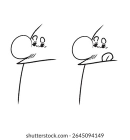 stickman profile cartoon style vector drawing,  two lineart stickman profile view in a separete groups.
