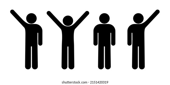 Stickman Raised His Hands People Icons Stock Vector (Royalty Free ...