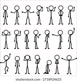 Stickman conjunto con varias poses, expresiones y movimientos.
