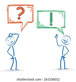Stickman with speech bubbles on the white background. Eps 10 vector file.