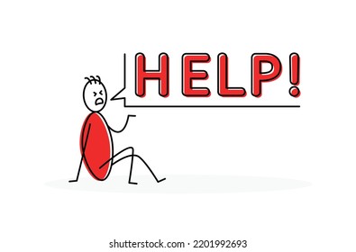 Stickman Stick Figure Asking Help After Stock Vector (Royalty Free ...