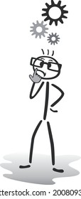 stickman that thinks - vector illustration