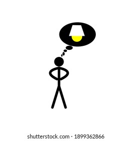 stickman thinking and coming up with ideas in flat trendy style, isolated. Stickman background for your website design logo, app, UI. Vector icon illustration, EPS10.