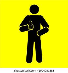 stickman thumb with say good jobs yellow background