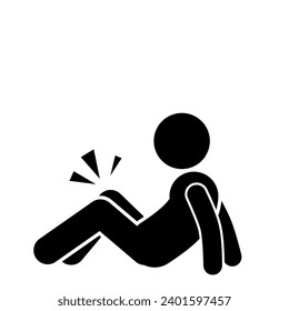 STICKMAN VECTOR ILLUSTRATION, PICTOGRAM, STICK FIGURE FOOT INJURY, ACL INJURY, BROKEN LEG