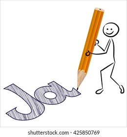 Stickman writes yes in german language 