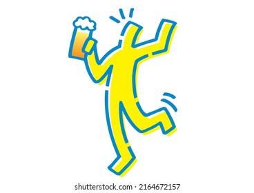 Stickmen toasting with beer. Hand-drawn vector data.